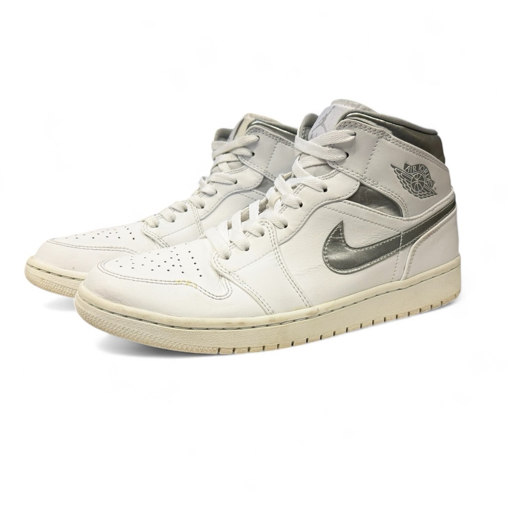 Nike Air Jordan 1 Mid Metallic Silver • Size US 8.5 Mens or US 10 Womens